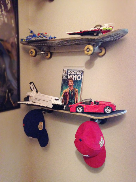 Upcycled Skateboard Shelves, Wall Art Ideas