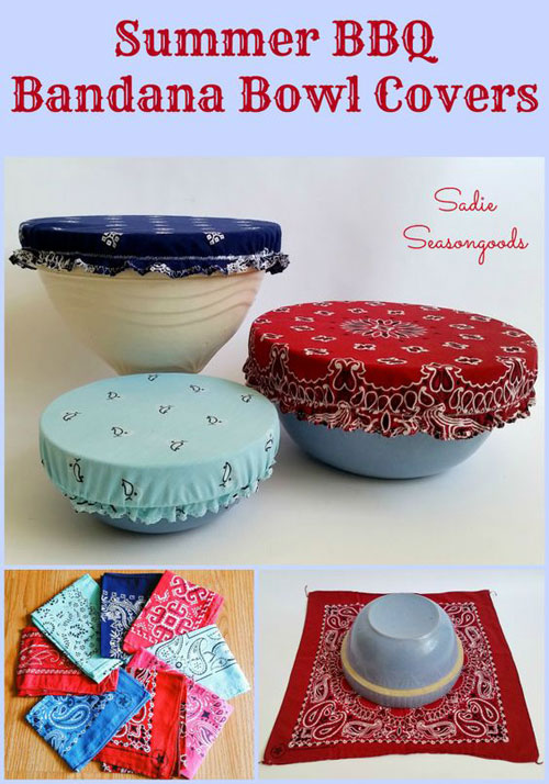 Vintage Bandana Bowl Covers, DIY Summer Projects