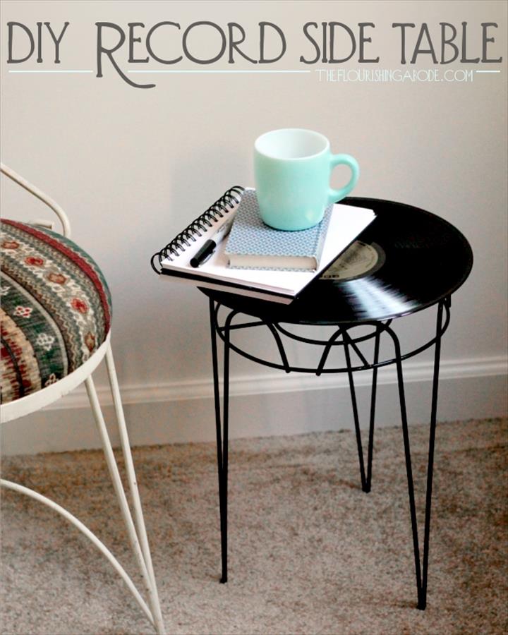 Vintage Record Side Table.