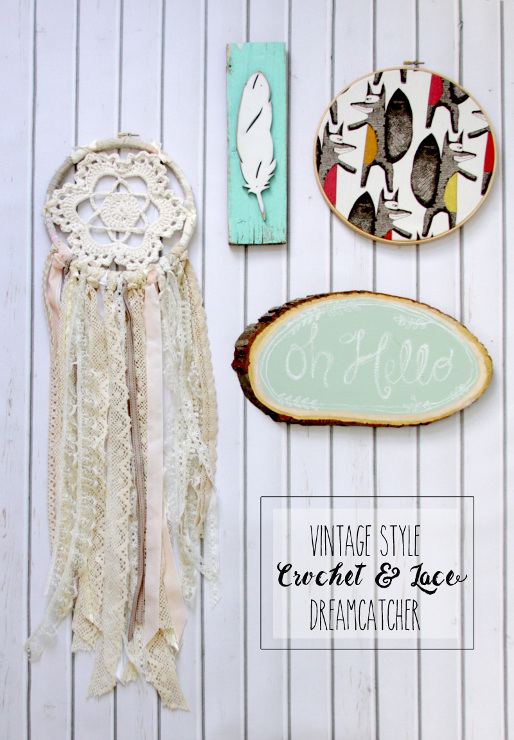 Vintage Style Crochet and Lace Dreamcatcher, Wall Art Ideas