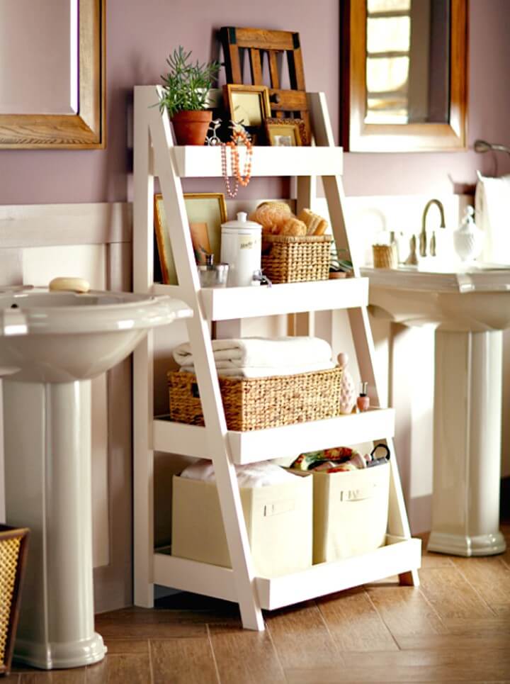 Adorable DIY Bathroom Storage Shelves.