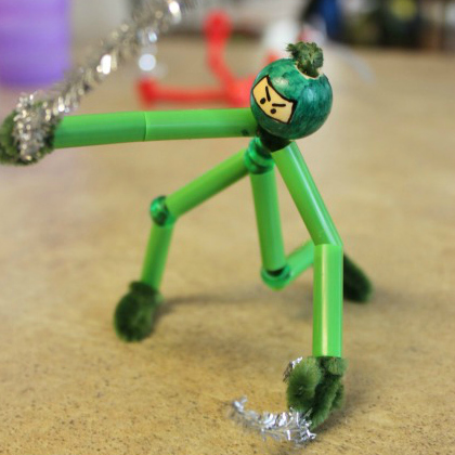 Bendable ninja is easy to make. Straw Crafts For Kids