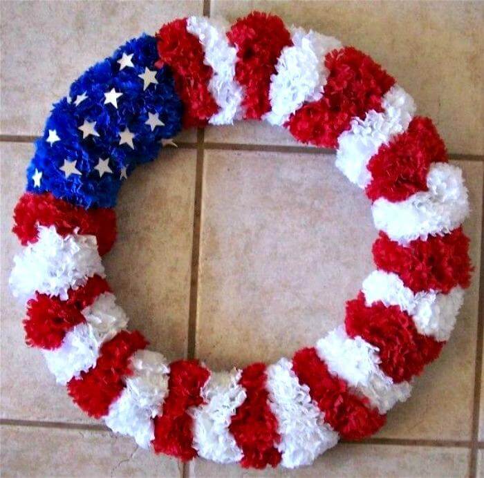 Brilliant Handmade Fourth Of July Wreath.