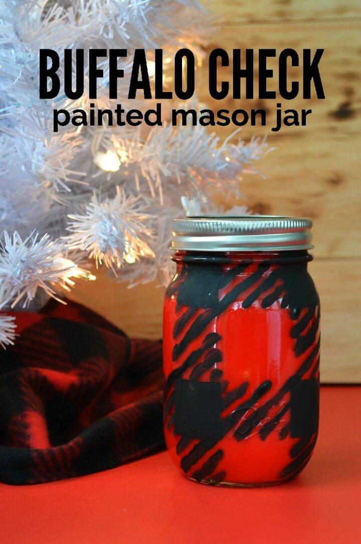 Buffalo Check Painted Mason Jar.