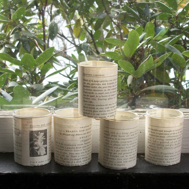 Candleholders with Book Pages.