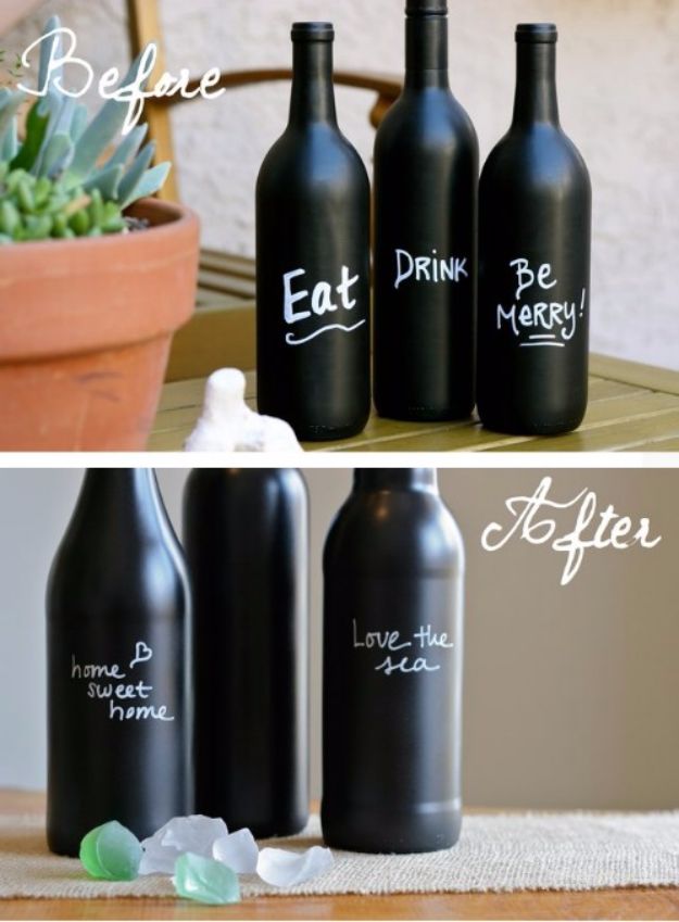 Chalkboard Wine Bottle Decors.