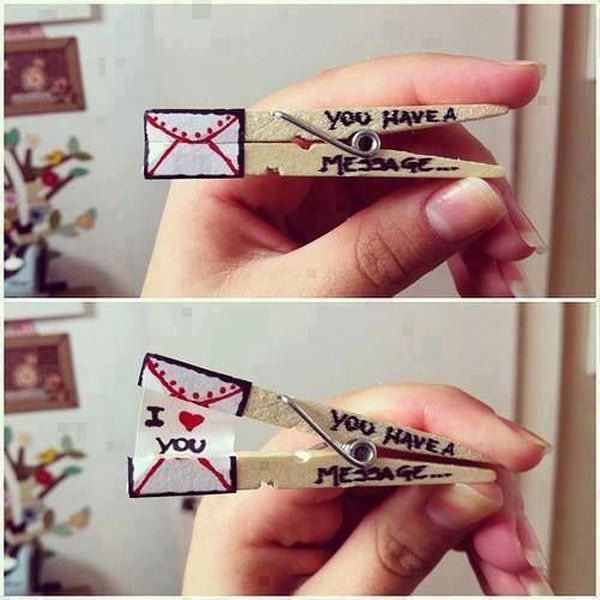 Clothespin Love Message.
