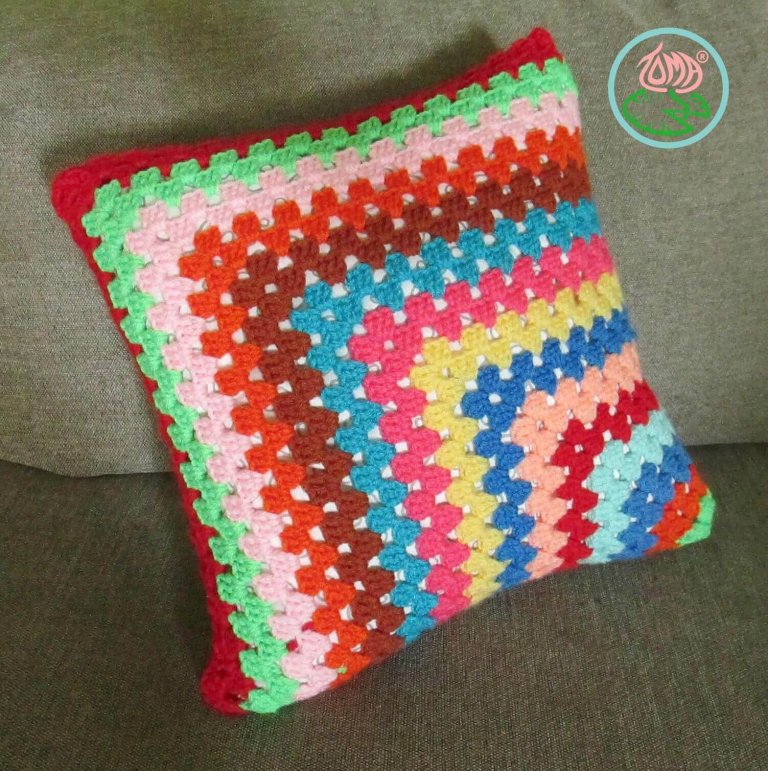 Contemporary Granny-Square Pillowcase.