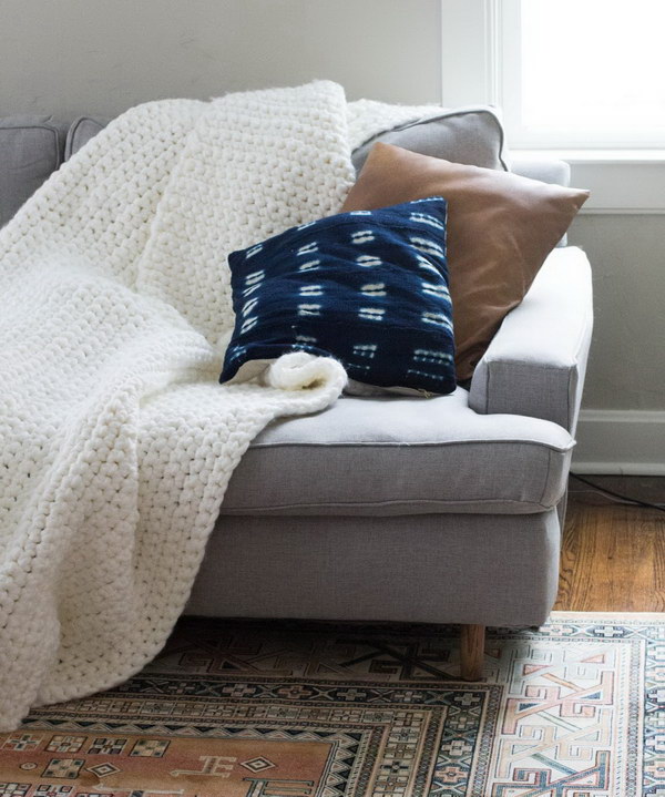 Crochet Chunky Blanket. DIY Gifts for Mom