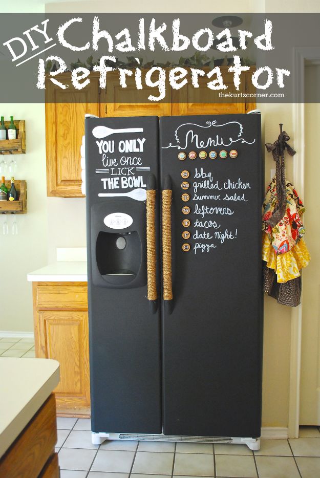 DIY Chalkboard Refrigerator.