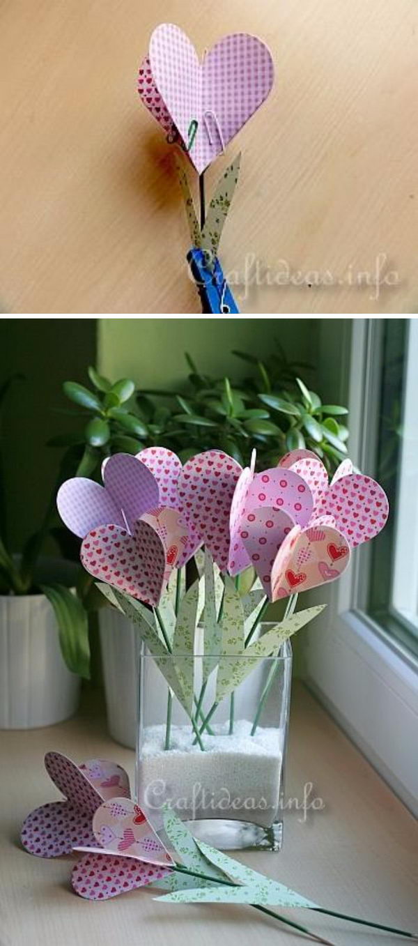 DIY Paper Hearts Bouquet.