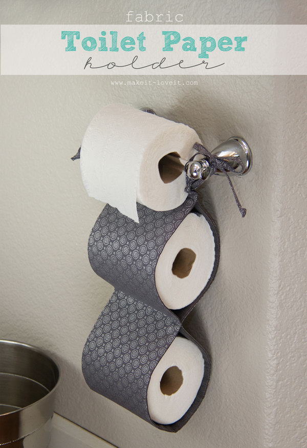 DIY fabric toilet paper holder.