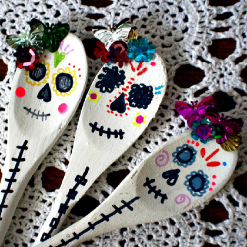 Dia de los Muertos spoons. Spoon Crafts For Kids