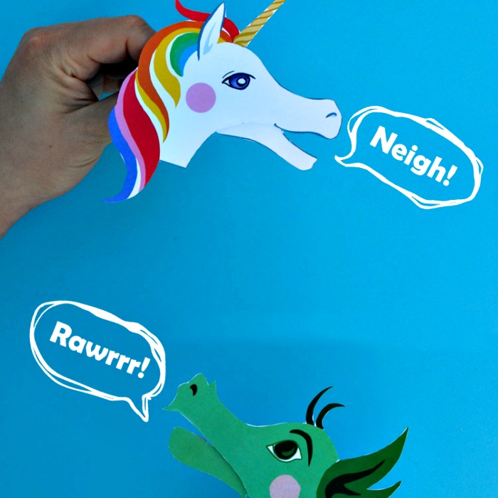 Dragon and unicorn clothespin craft printables.