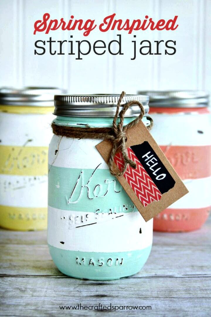 Easy DIY Spring Inspired Striped Jars.