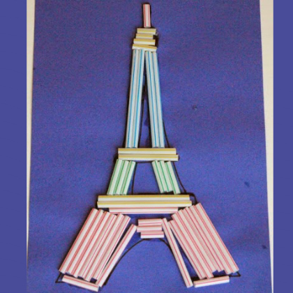 Eiffel Tower using straws!