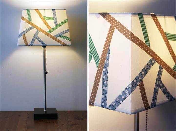 Fabric Tape Lampshade Makeover.