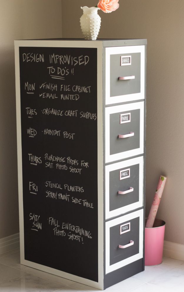 File Cabinet Chalkboard Makeover.