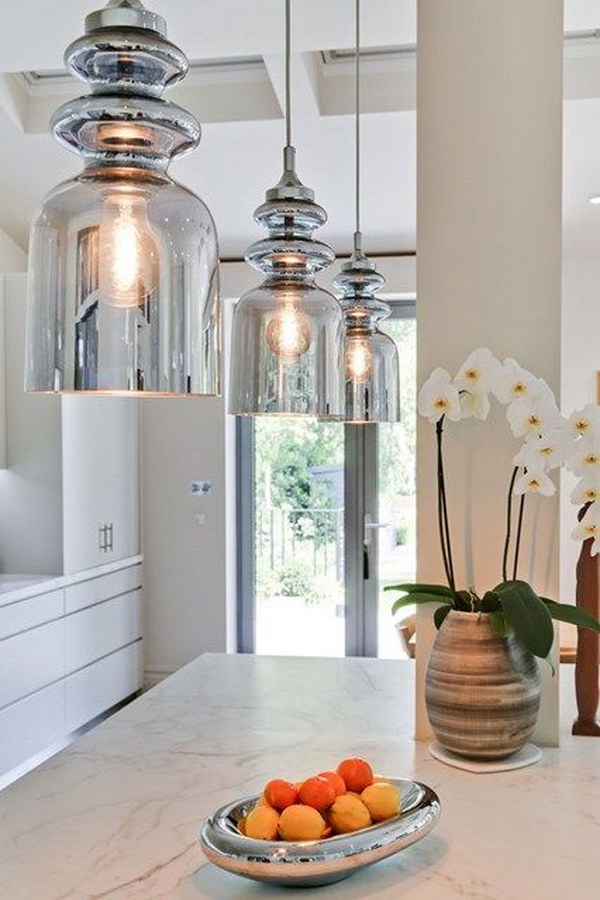 Glass Hanging Lamps for Kitchen Decorating. Kitchen lighting ideas