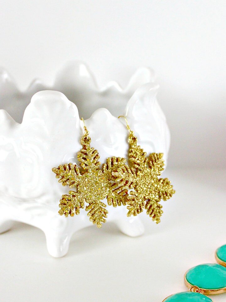 Glitter & Gold Snowflake Earrings.