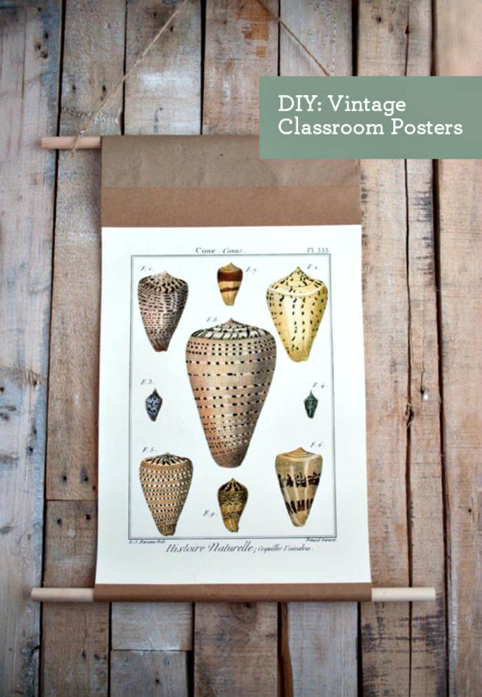 Handcrafted Vintage Classroom Chart Hanger.