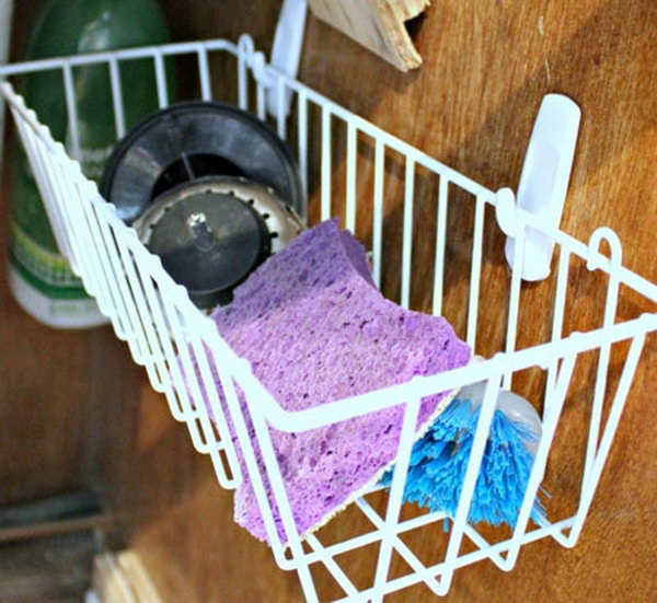 Hang a simple dollar store basket.