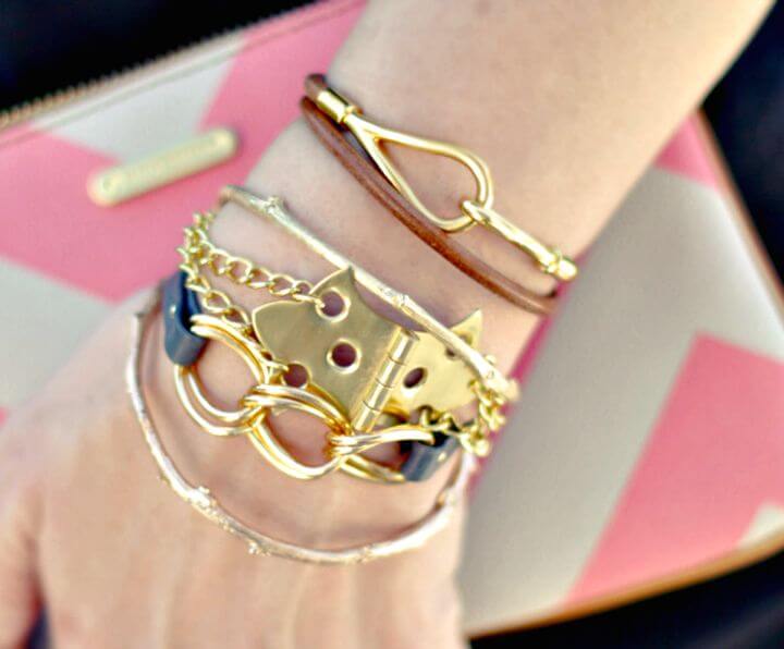 Hinge Bracelet With Gold Chains.