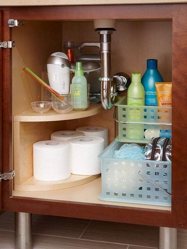 Install a curved multitier storage.