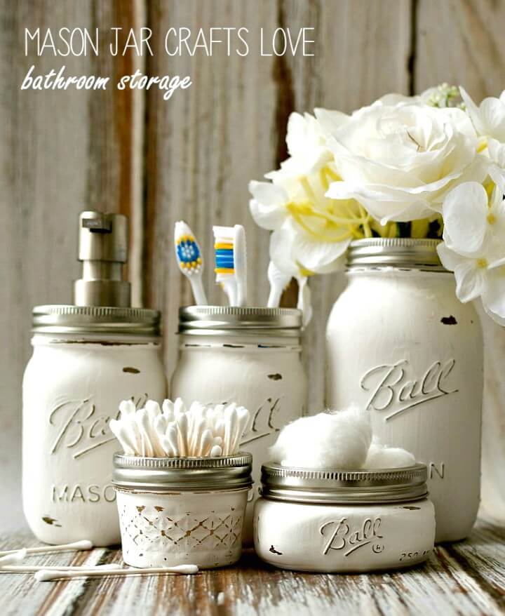 Mason Jar Bathroom Storage.