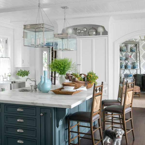 Modern Steel Chisholm Hall Lights over a Kitchen. Kitchen lighting ideas