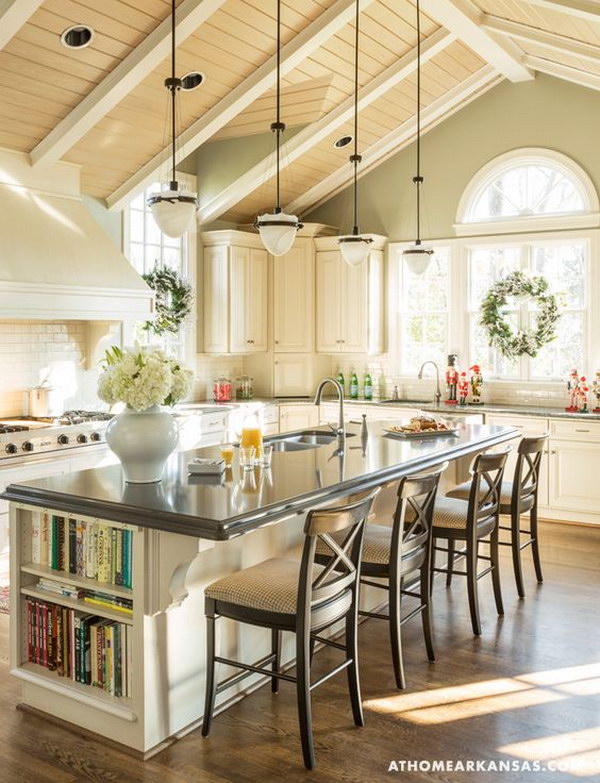 Modern White Kitchen with Global Penants.