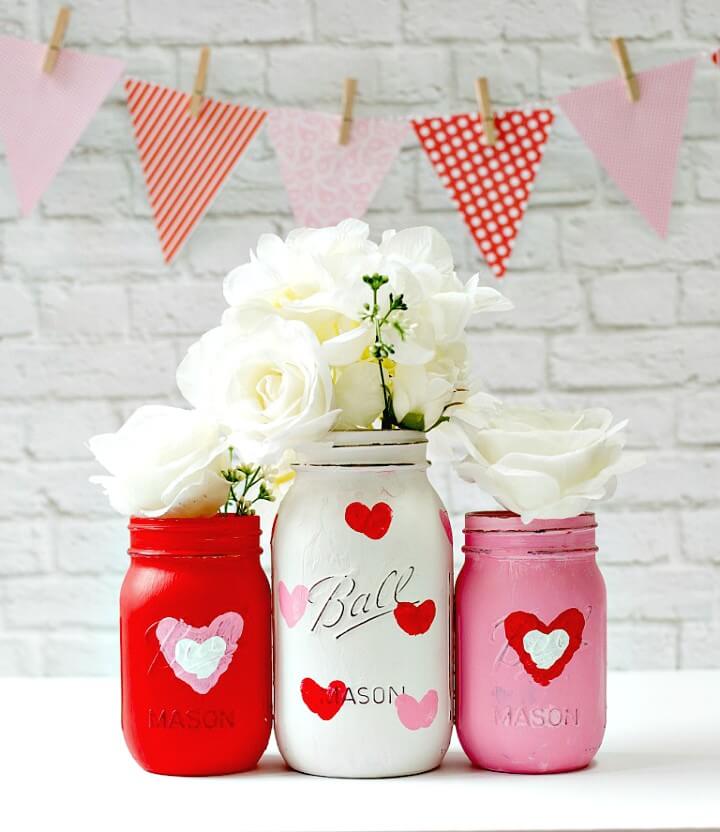 Own Valentine Kid Craft Thumbprint Heart Jars.