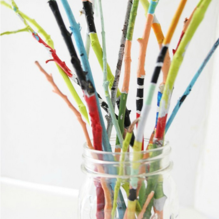 Painted sticks are beautiful for any room.