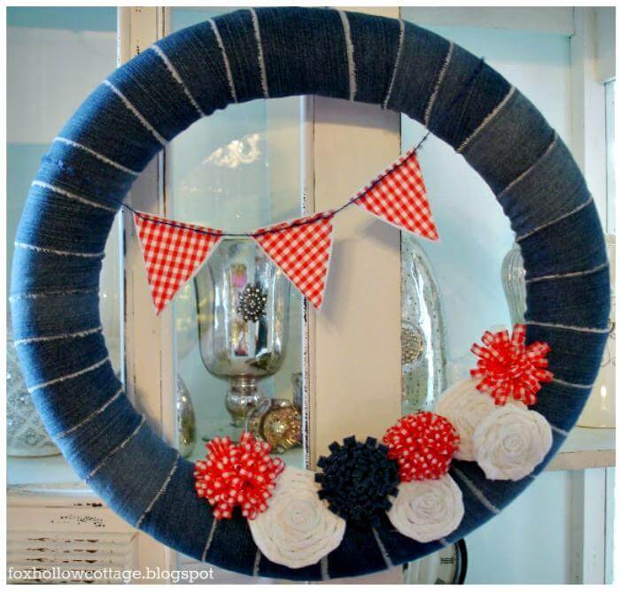 Patriotic Summer Pool Noodle Wreath.