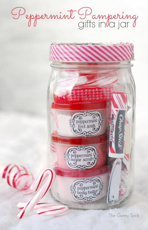 Peppermint Pampering Gifts In Jars.