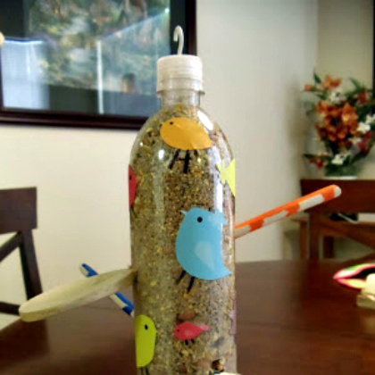 Recycled bird feeder.