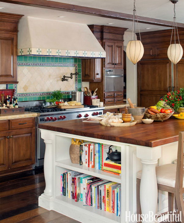 Rustic Kitchen with Soft Glow Glass Pendant Lights. Kitchen lighting ideas