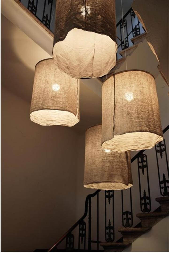 Rustic Linen Pendant Lampshades.