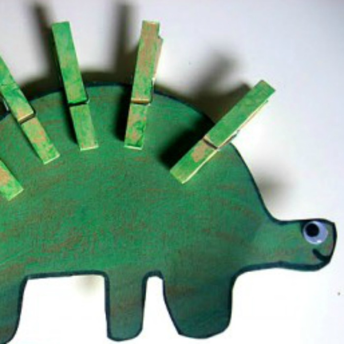 Stegosaurus with clothespin spines.