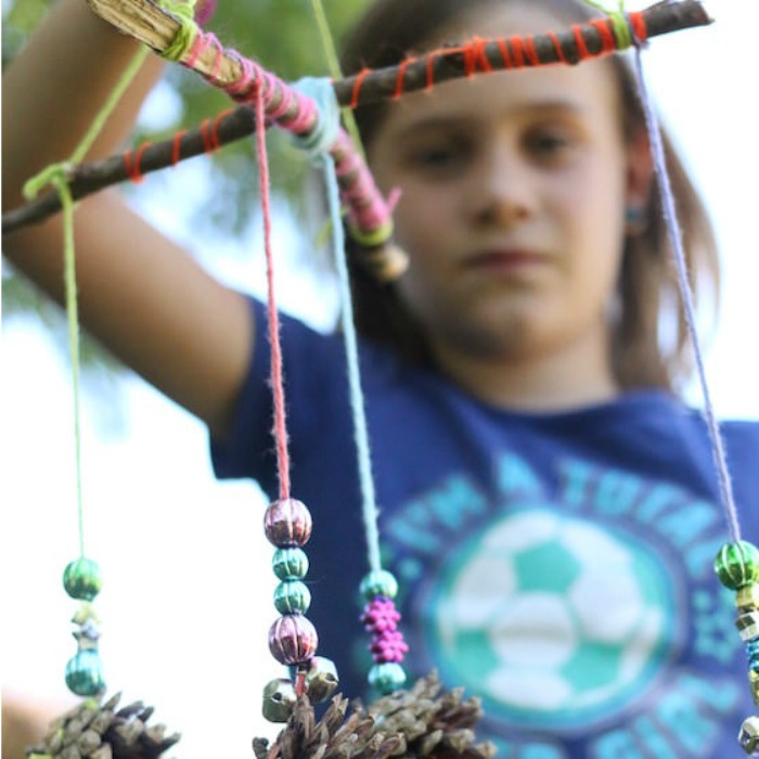 Stick and pinecone mobile is a fun.