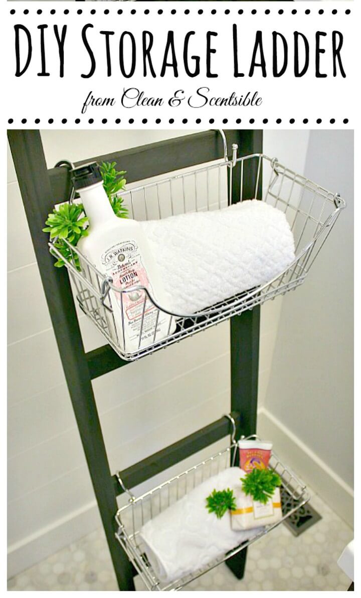 Use Ladder as a Bathroom Storage.