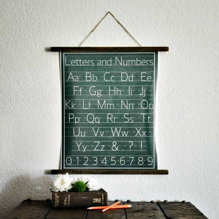 Vintage Handwriting Chart Hanging Print.