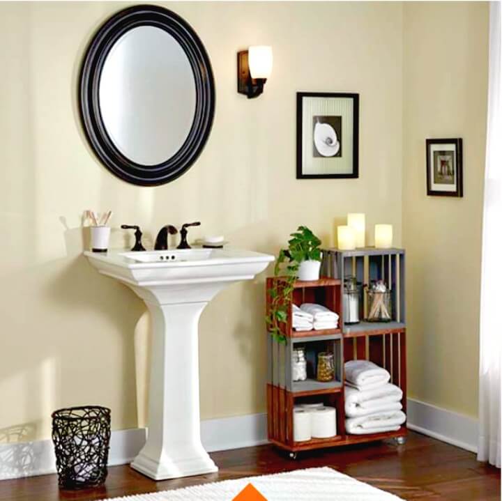 Wooden Crates Rolling Bathroom Storage.