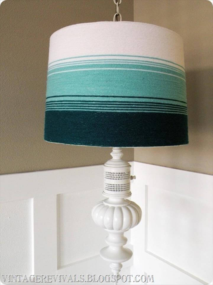 Yarn Ombre Hanging Lampshade. - DIY Lampshade Ideas