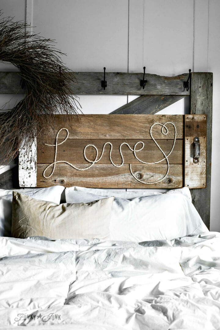 “Love” Rope Sign From Reclaimed Wood.