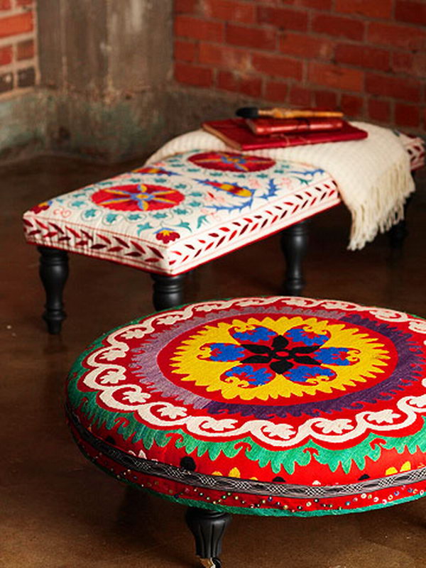 Colorful DIY Ottoman.