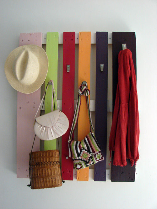 Colorful coat rack.