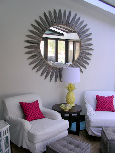 Create an easy DIY sunburst mirror.