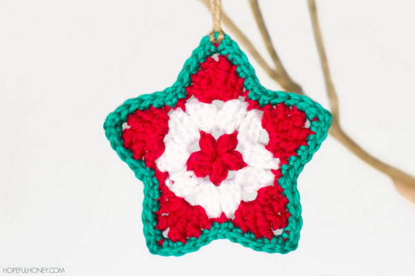 Crochet Star Christmas Ornament.