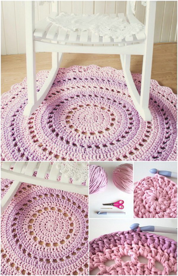 Crochet T-shirt Yarn Rug.